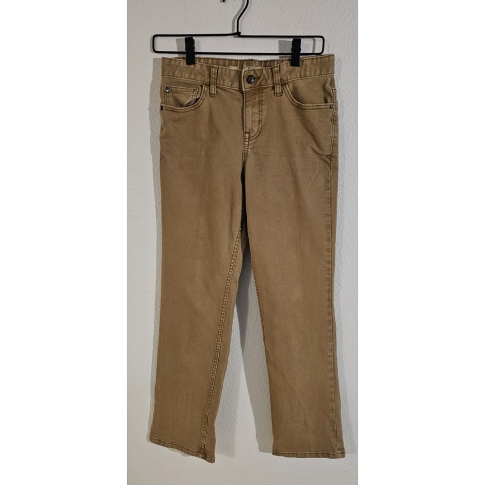 Cat & Jack Boy's Khaki Tan Colored Jeans Straight Leg Stretch Waist Pant Size 14
